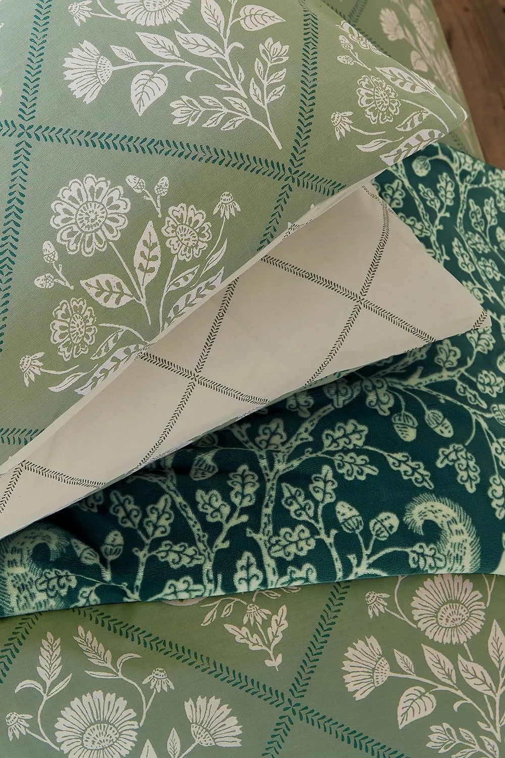 Helena Springfield 'Folk Trellis' Cotton Duvet Cover Set in Light Green 5