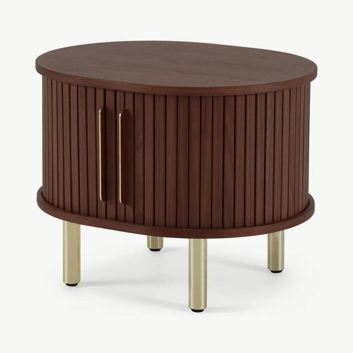 Tambo Bedside Table, Walnut & Brass