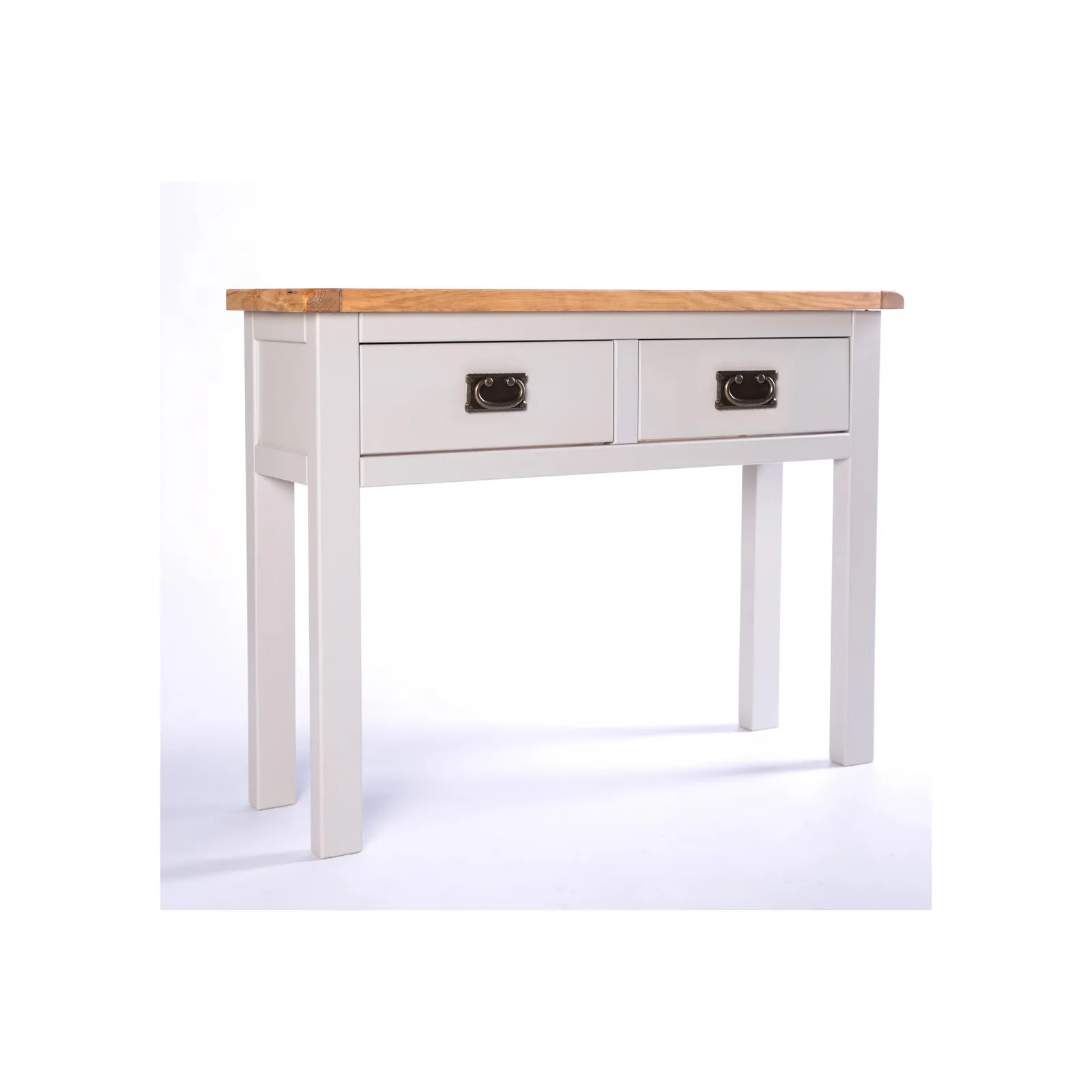 Cabinet Bits Argenta Light Grey 2 Drawer Console Table Brass Drop Handle 3