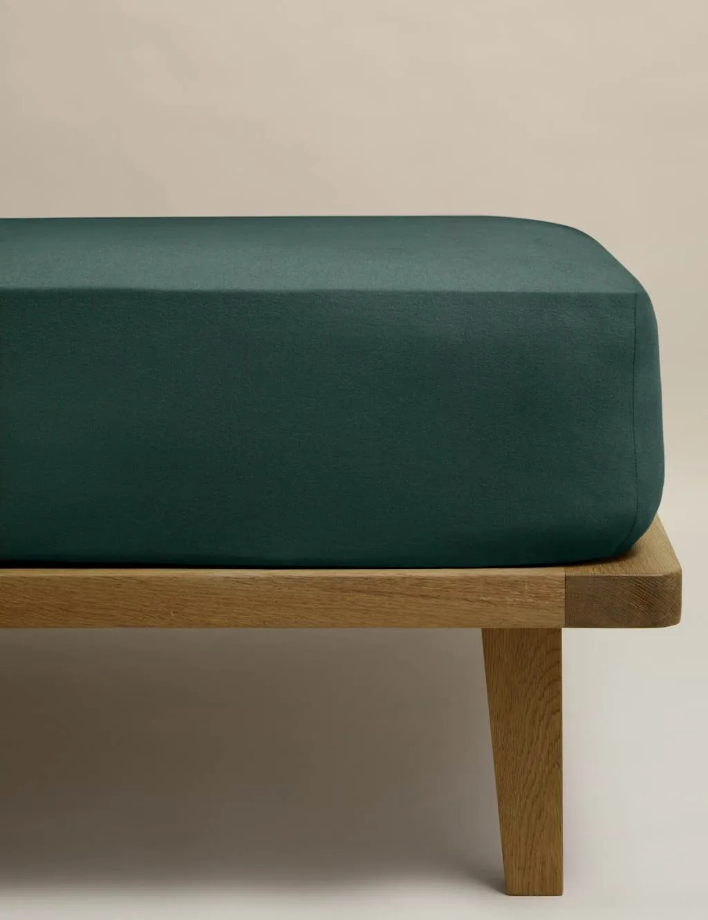 M&S Pure Brushed Cotton Deep Fitted Sheet Bottle Green