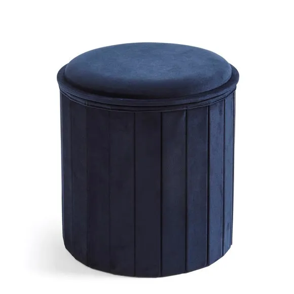 Round Ottoman with Tray, Velvet 3