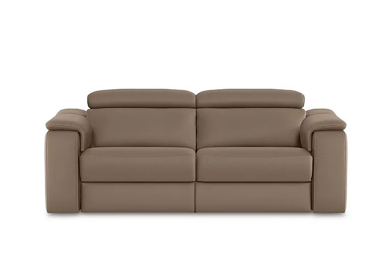 Canto 3 Seater Leather Recliner Sofa with Headrests and Power Lumbar - Torello Taupe