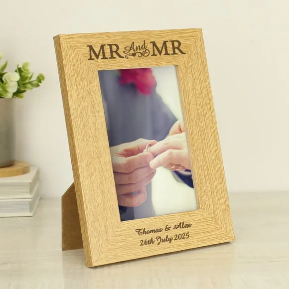 Personalised Mr and Mr Oak Finish Photo Frame 4
