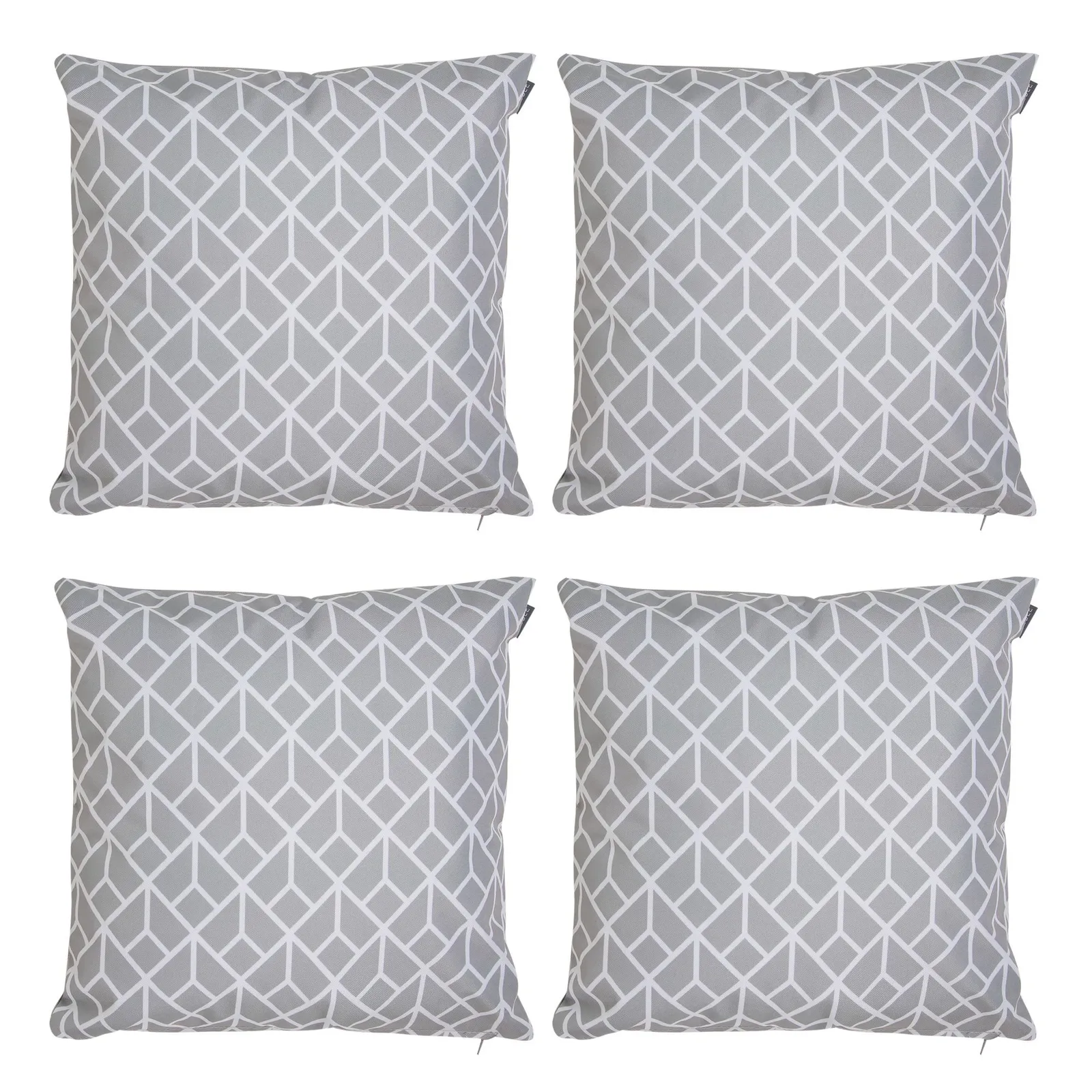 icon Indoor & Outdoor Waterproof Cushion Set of 4 Teal Grey Geometric Waterproof Cushion in Light Grey