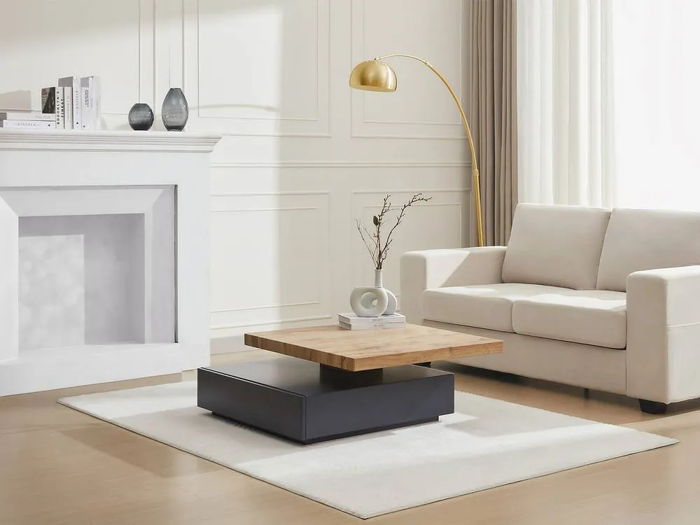 Vente-unique 1 Drawer & Swivelling Tray Coffee Table - MDF - Colour: Anthracite & in Grey 5