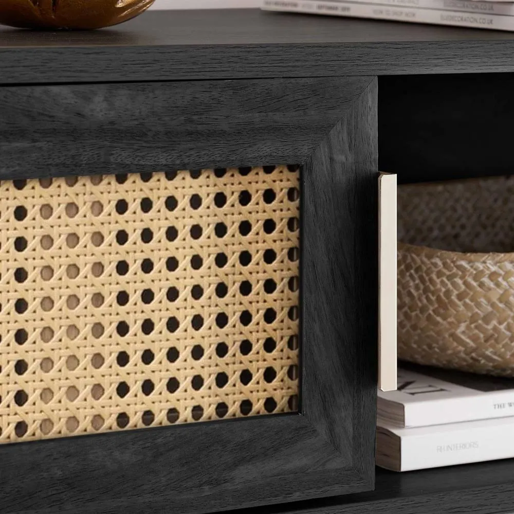 Birlea Rattan Console Table Sark Hall Table Dressing Table in Black 3