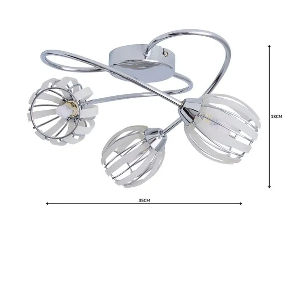 Rosa 3 Light Chrome Semi Flush Ceiling Light 5