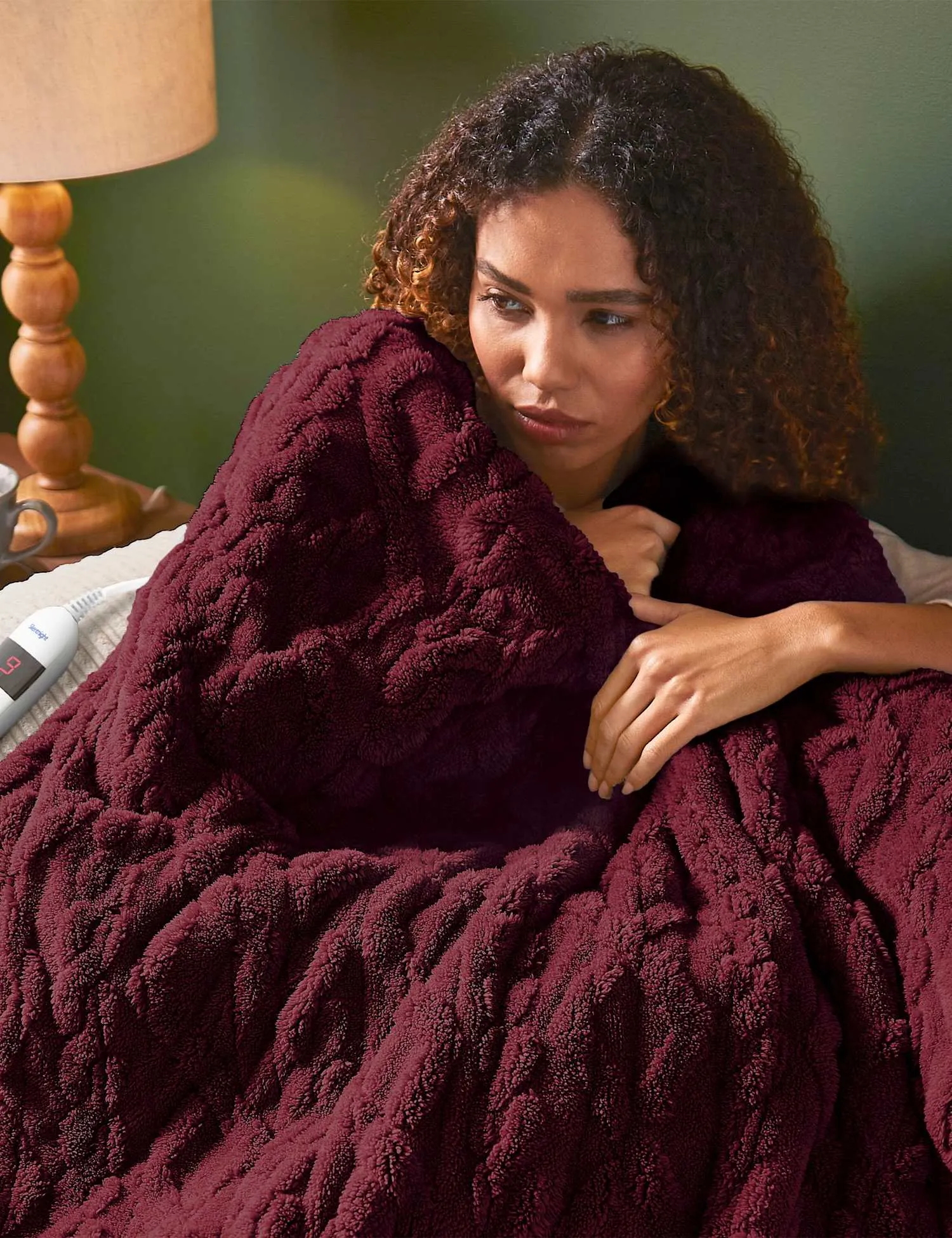 Silentnight Fleece Heated Throw Dark Berry