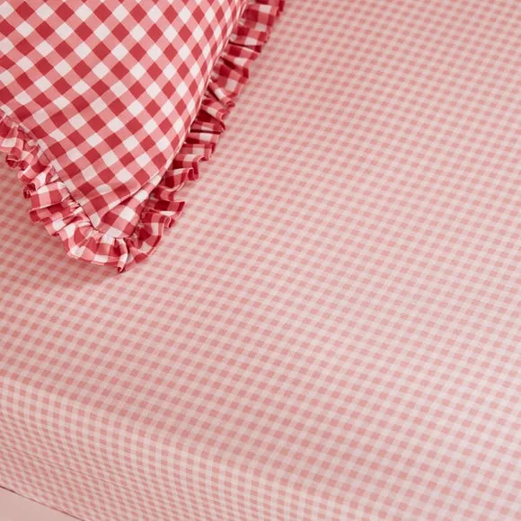 Set of 2 Pink Gingham Fitted Sheets