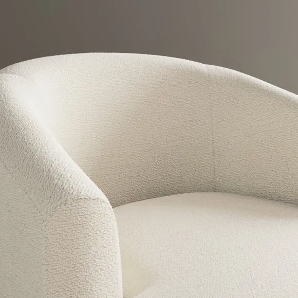 Carmen Curved Ivory Chunky Chenille Swivel Chair 3