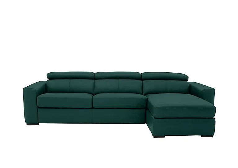 Infinity Leather Left Hand Facing Corner Chaise Sofa with Storage - BV Lake Green
