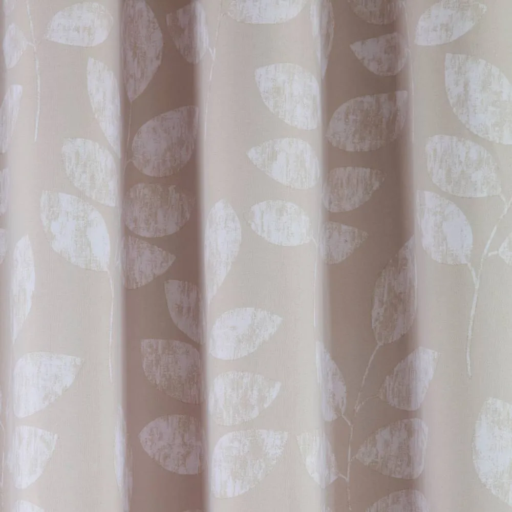 Portfolio Home Boston Botanical Leaf Fully Lined Eyelet Curtain Set 2 Panel Pair in Natural 2