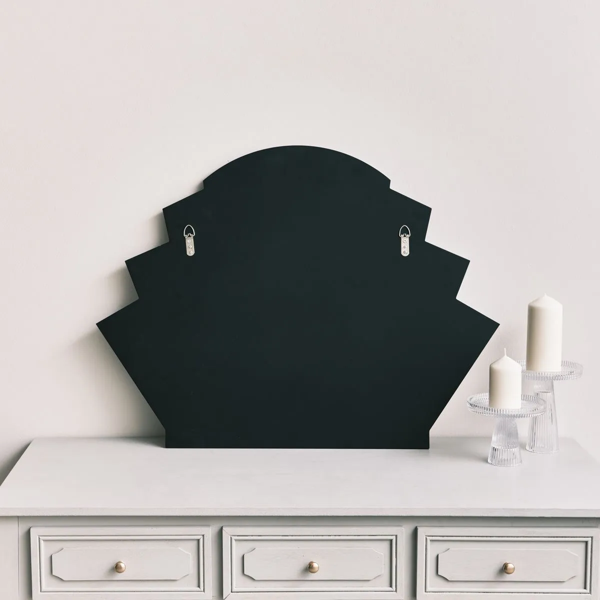 Melody Maison Grey Glass Art Deco Arch Fan Wall Mirror 80cm X 60cm in Light Grey 6