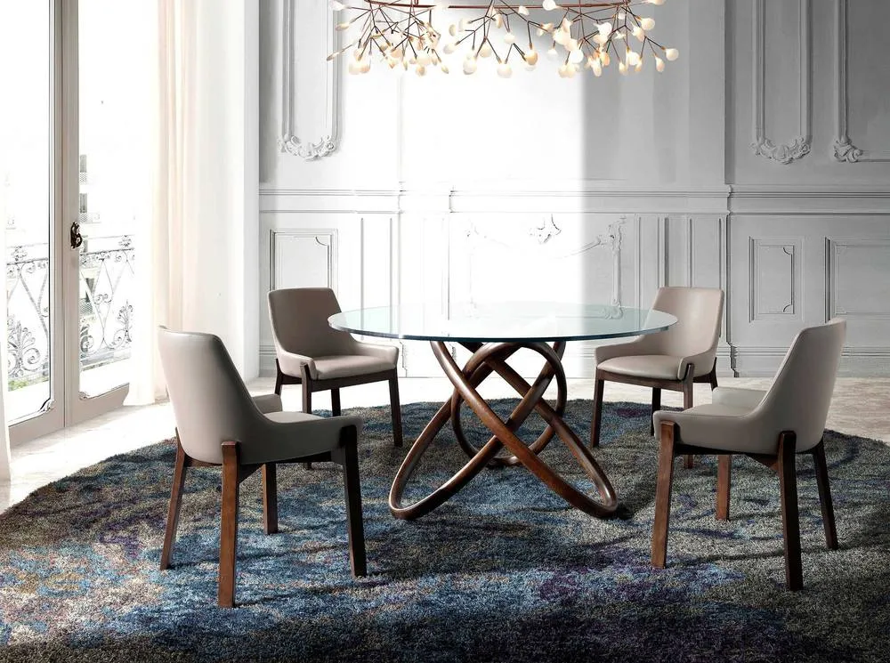 Angel Cerda Dark Mink Leatherette Dining Chair with Walnut Legs in Beige 4