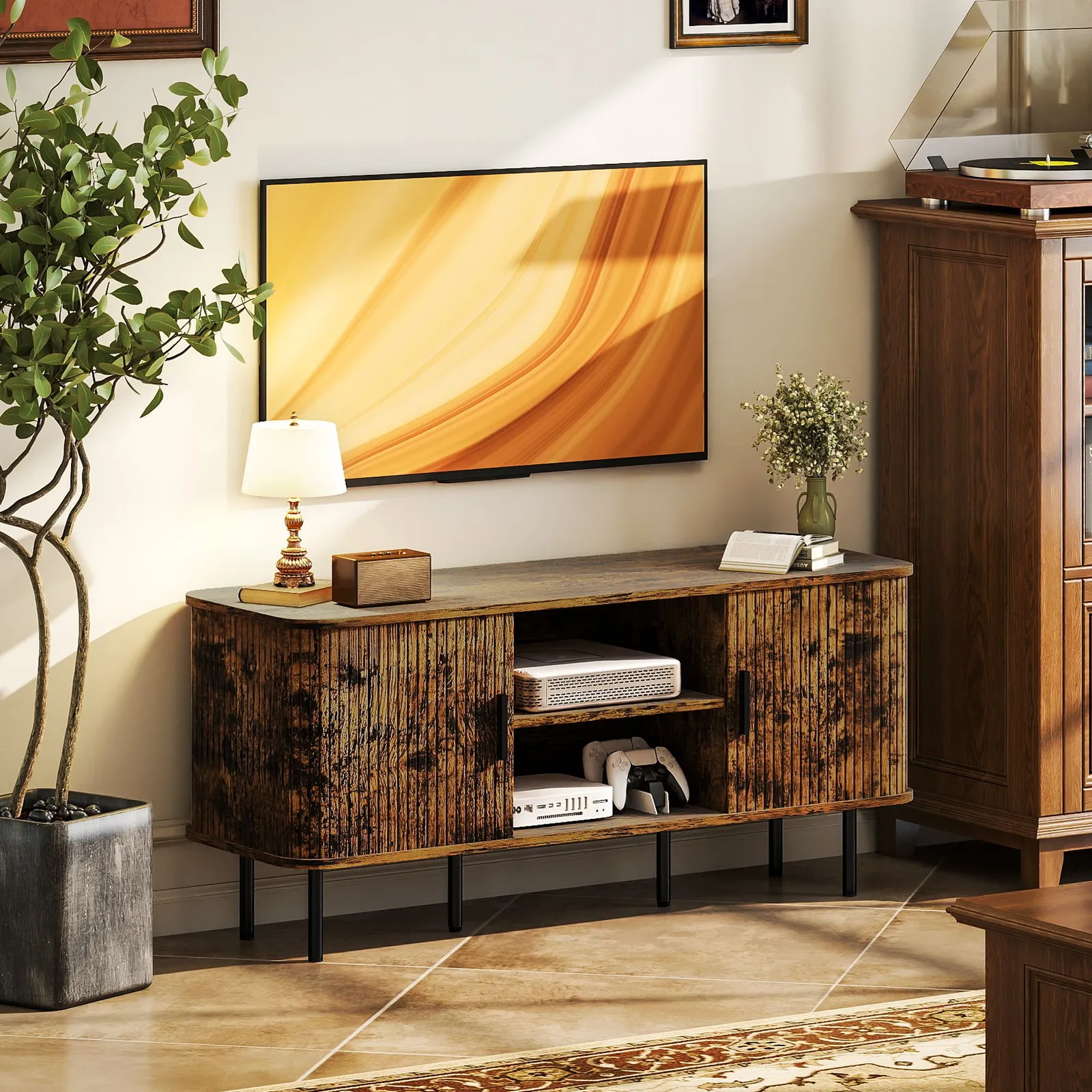 HOMCOM TV Unit for Living Room, TV Stand in Brown