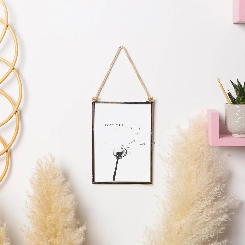 Nicola Spring Hanging Metal Photo Frame - 5" x 7" - Picture Frame Wall Mounted Frame with Rope in Black 5