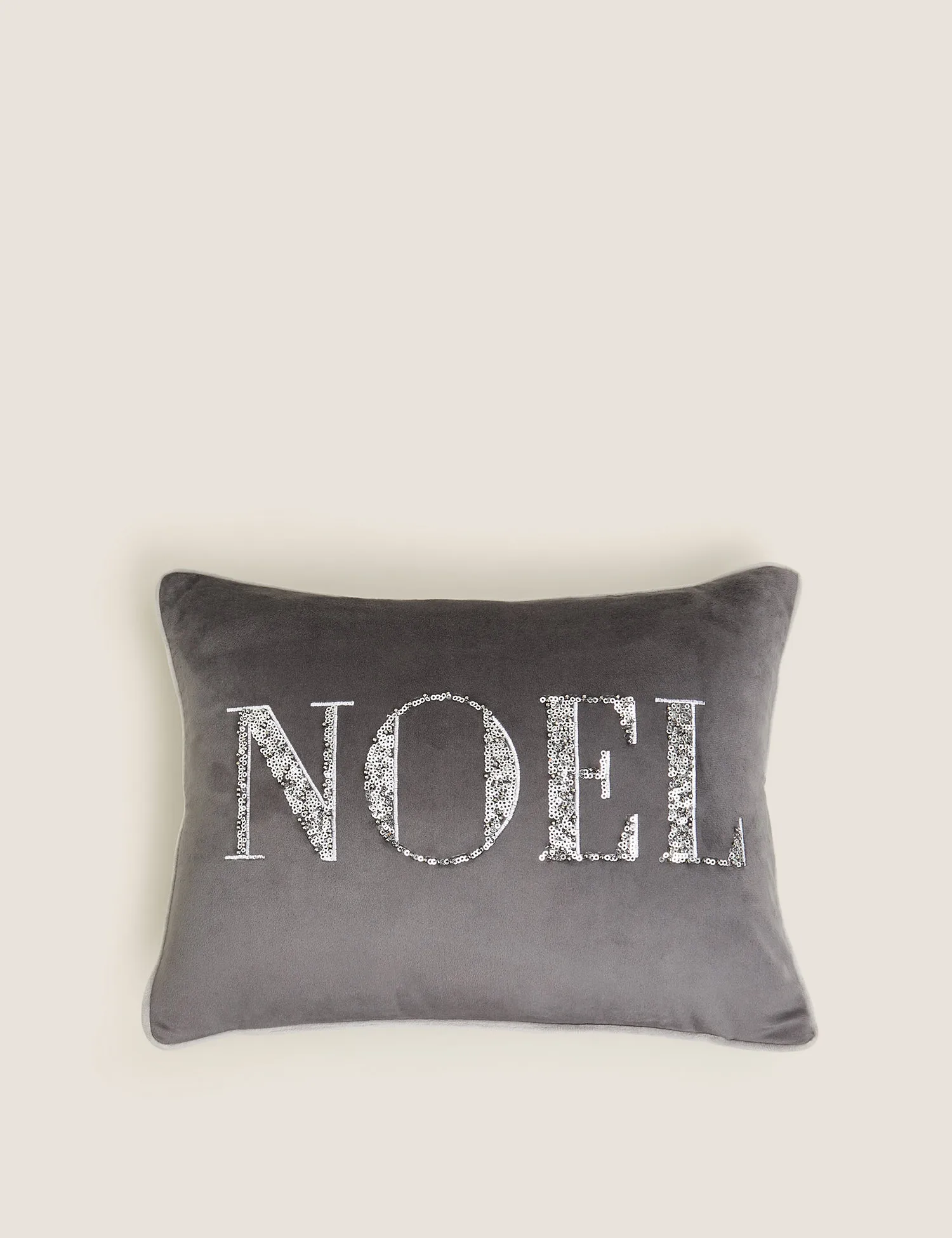M&S Velvet Noel Embroidered Bolster Cushion