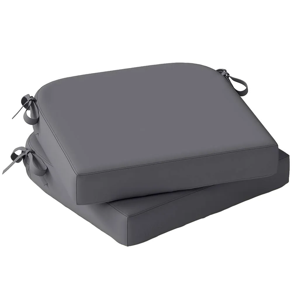 OUTSUNNY Outdoor Chair Seat Cushions Set of 2, Garden Chair Cushions in Dark Grey 2