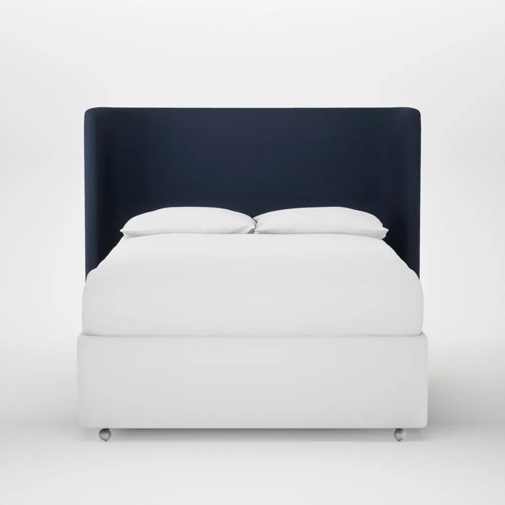Heal's Monroe Headboard Lift Storage Double Smart Cotton Linen Indigo 1