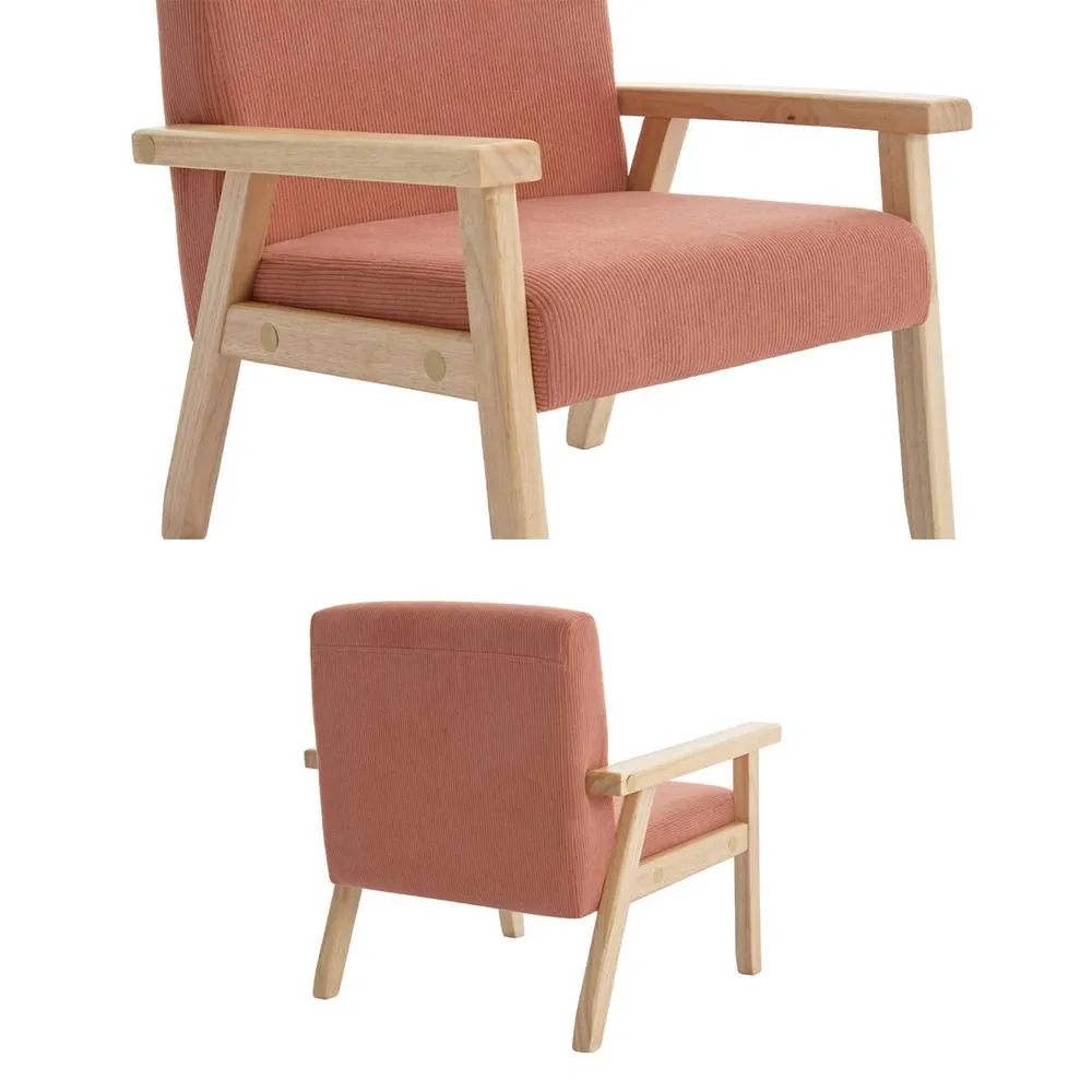 sweeek Children's scandi-style armchair, corduroy & rubberwood in Terracotta 6
