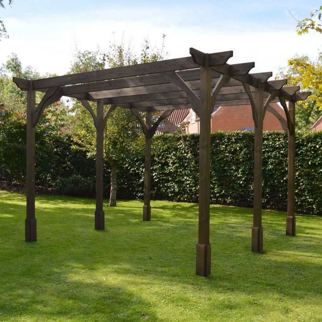 Rutland County Garden Furniture Ltd Premium Pergola 6 Post - L420 x W420 x H270 cm - Rustic Brown 2