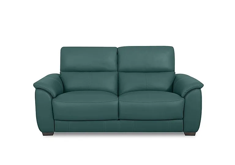 Saffron Leather 3 Seater Sofa - BV Lake Green