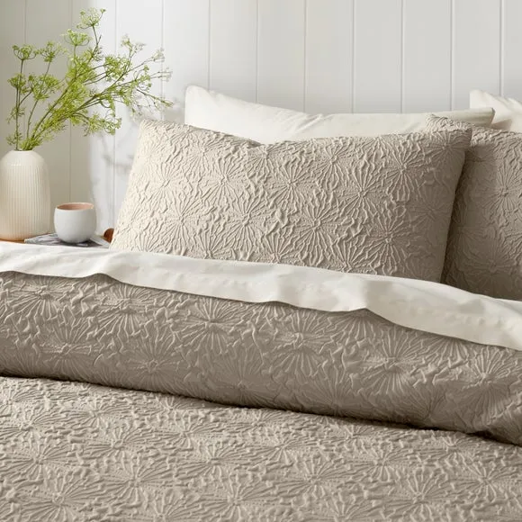 Astra Textured Floral Duvet Cover and Pillowcase Set 2