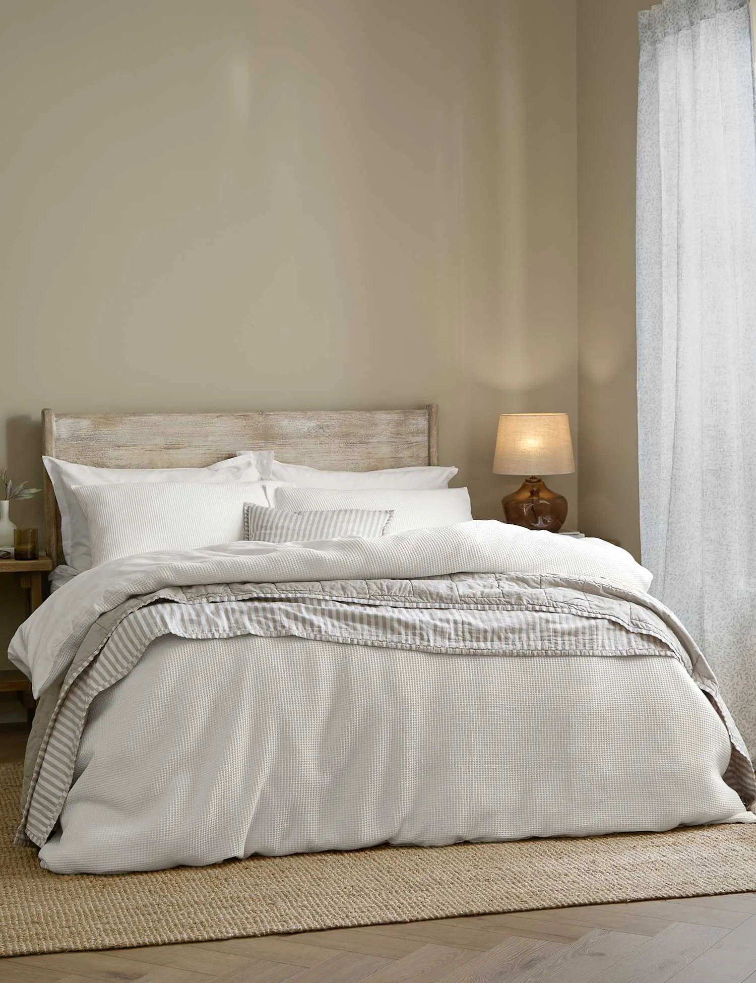 YARD Pure Cotton Percale Hebden Waffle Bedding Set Grey Mix