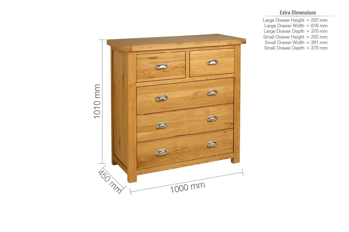 Birlea Woburn 3 + 2 Chest Oak in Light Oak 6