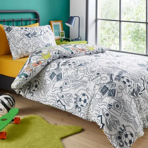 Bedlam Doodle Zoom Duvet Cover & Pillowcase Set 4