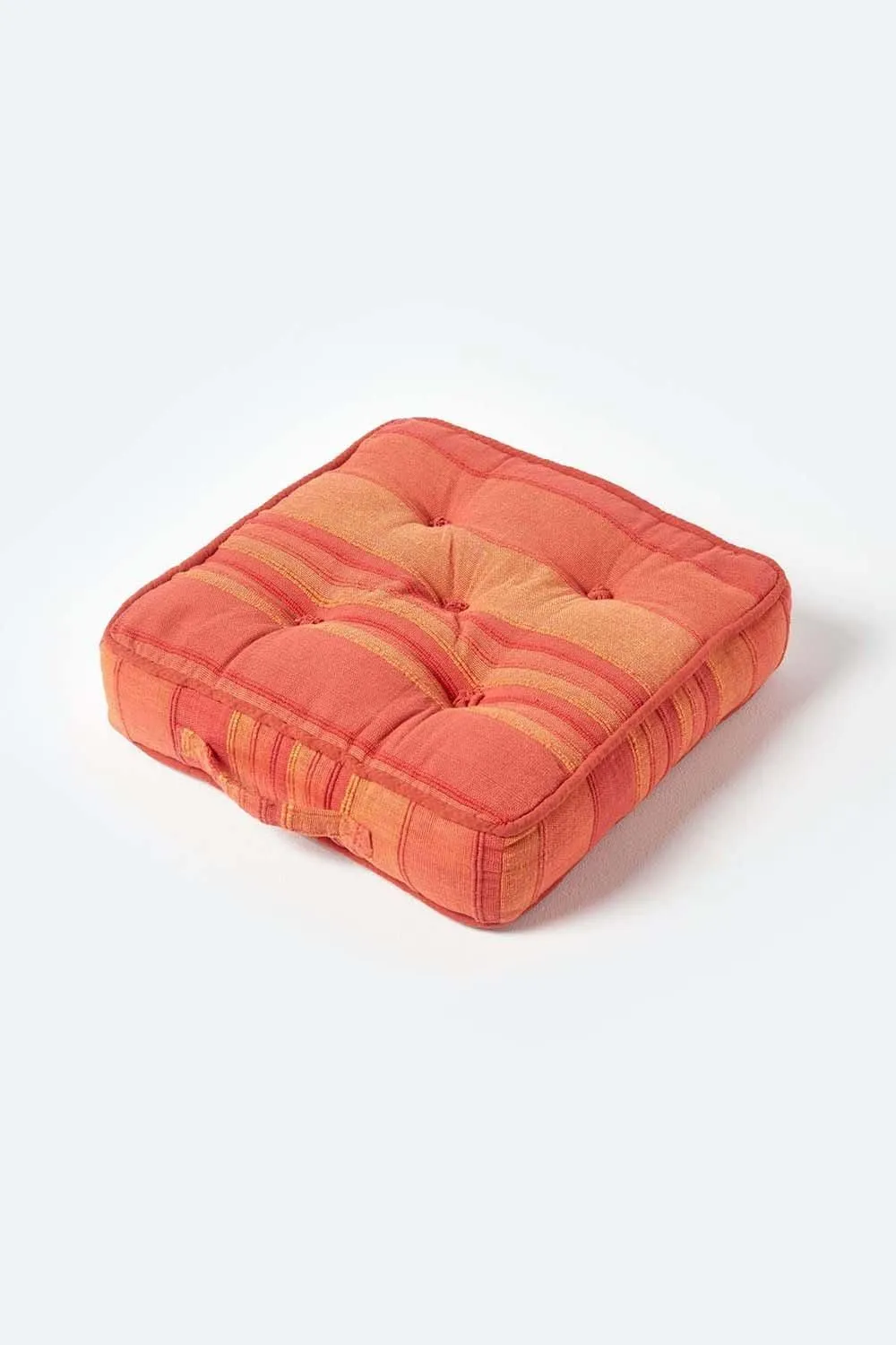 Homescapes Morocco Striped Cotton Floor Cushion in Orange 1