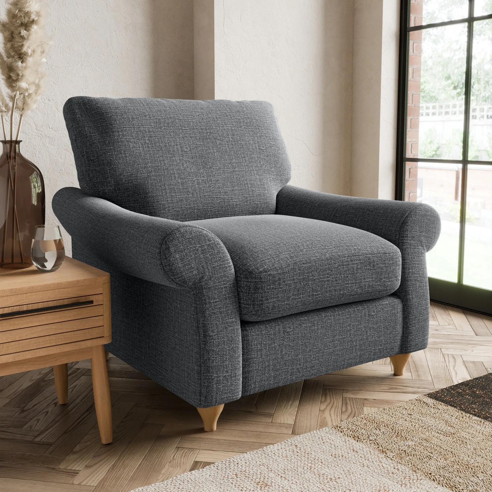 Salisbury Slub Cotton Blend Armchair Slub Cotton Black