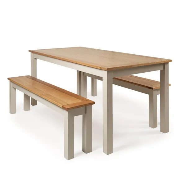 Clifford 6 Seater Large Rectangular Dining Table with 2 Benches, Pine 4