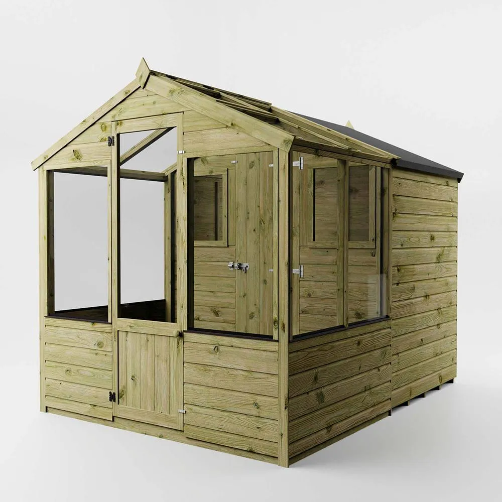 Mercia Traditional Apex Greenhouse/Shed Combo - L245.8 x W201 x H205.8 cm in Brown