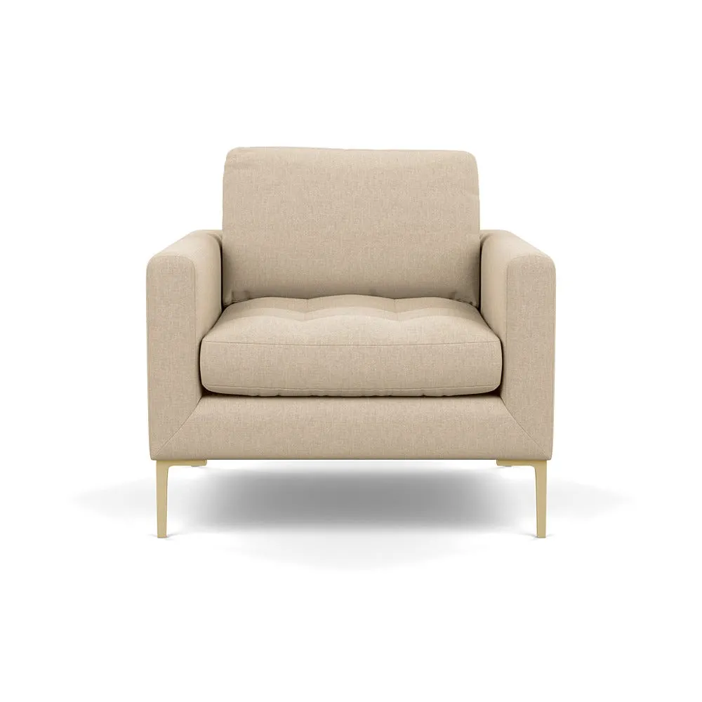 Heal's Eton Armchair Brushed Cotton Oat Brass Feet