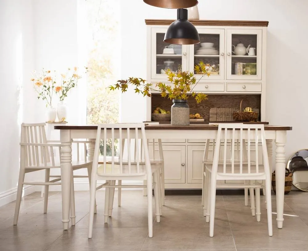 Statement Furniture Queensbury Wooden Dining Chair with Slatted Back in Cream 5