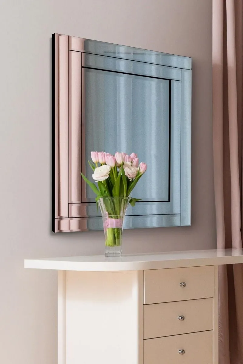 MirrorOutlet Luxford All Glass Bevelled Mirror 68 x 58 CM in Silver