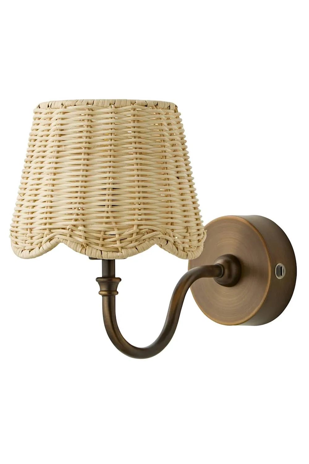 ValueLights Lowe Natural Rattan Taper Shade Metal Portable Rechargeable Wall Light in Bronze 6