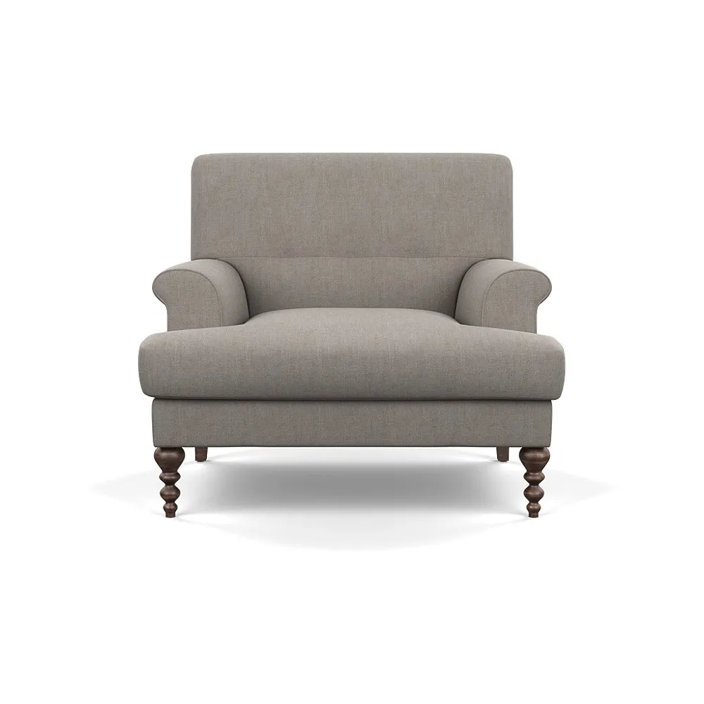 Scp Oscar Formal Armchair Broad Weave Pebble Walnut Feet 1