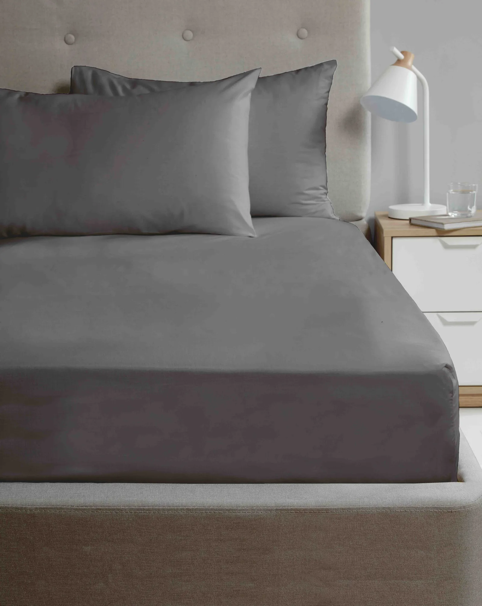 Rapport Home So Soft Microfibre Fitted Sheet King Charcoal, Grey