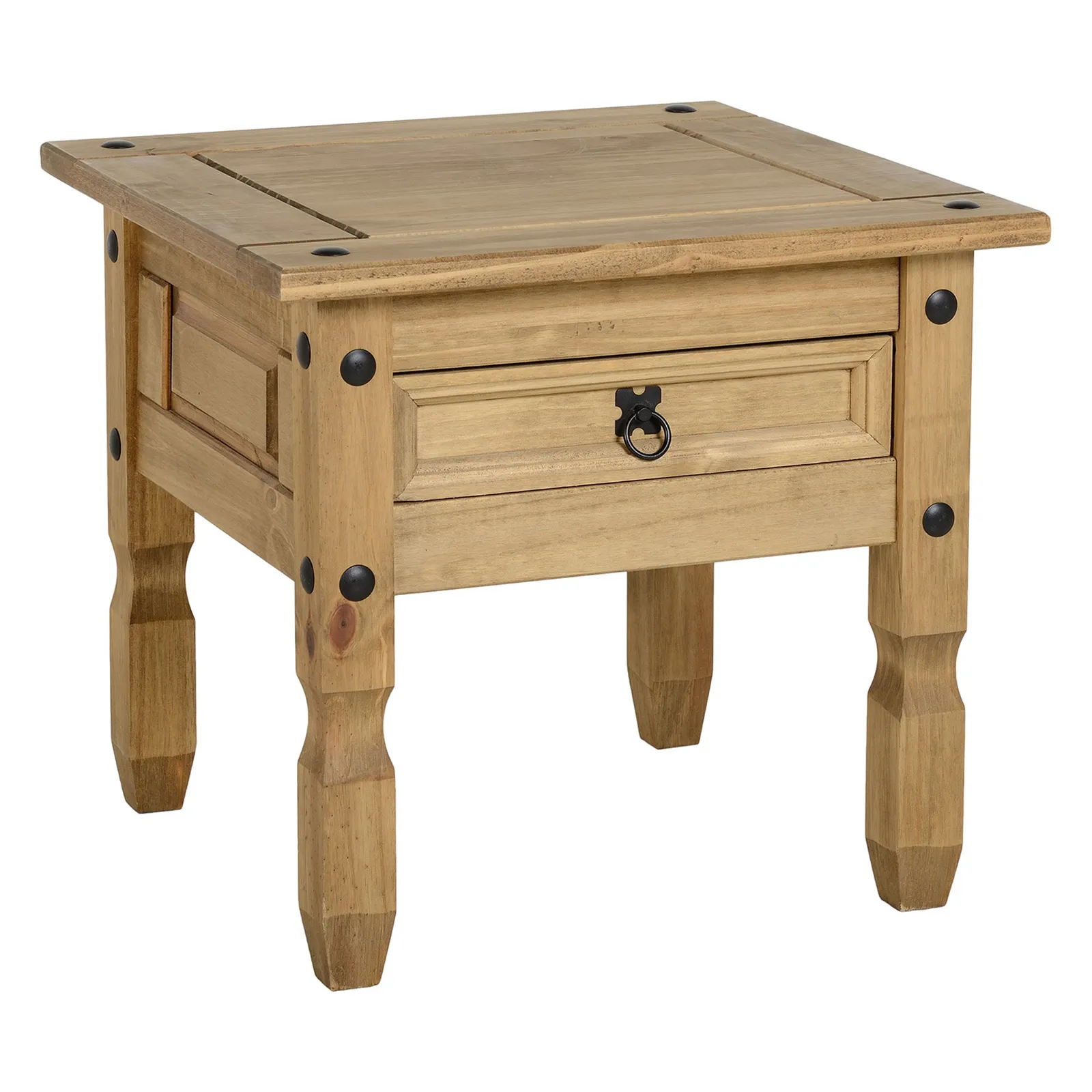 Corona 1 Drawer Lamp Table, Pine 1