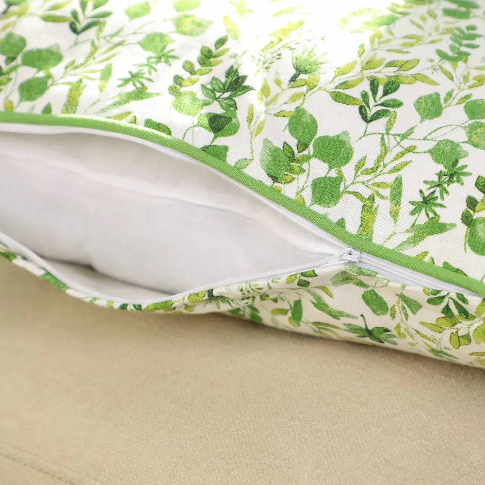 Dibor Set of 2 Green Leaf Print Sofa & Chair Cushions L50 x W50cm 4