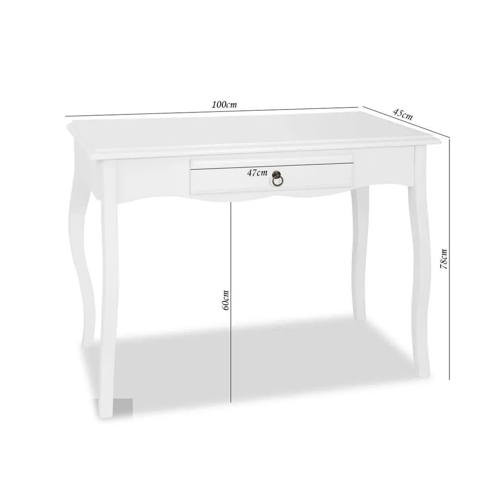 Statement Furniture Romance Dressing Table with Drawer in Cool White 4