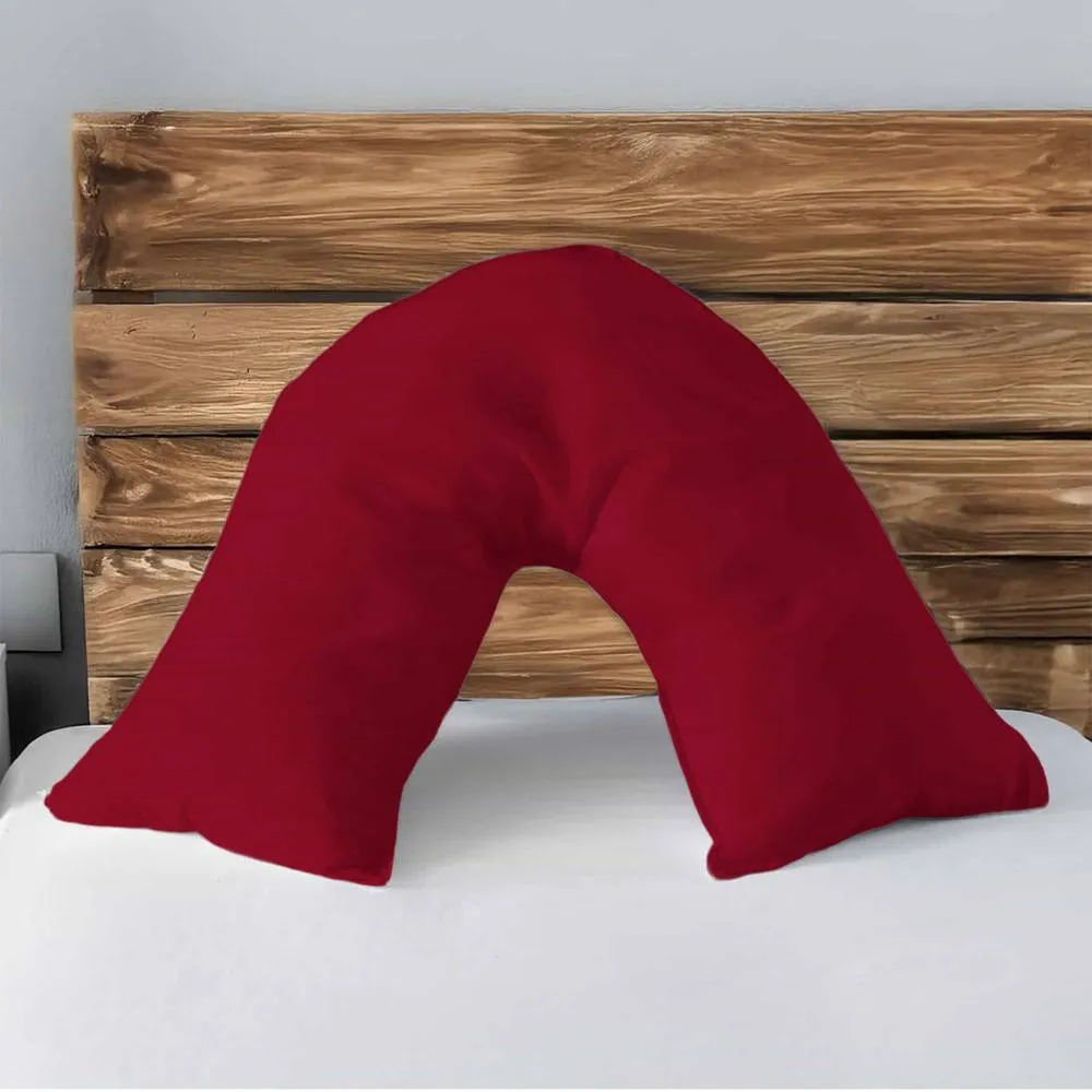 Snug City Microfibre Soft Touch V Shape Plain Dyed Pillowcase in Red