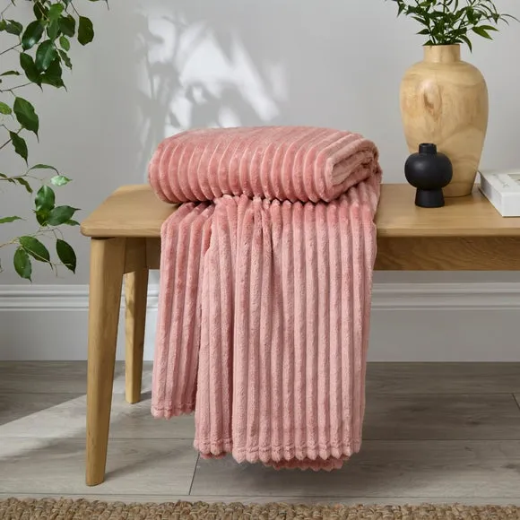 Ribbed Fleece Throw Blanket 200cm x 200cm