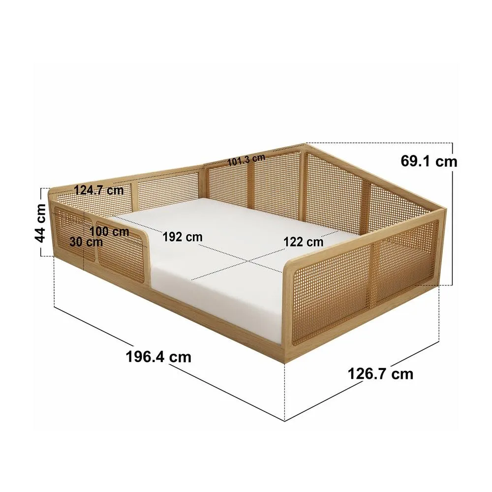 Flair Julian Small Double Montessori Bed with Rattan Panels in Natural 5