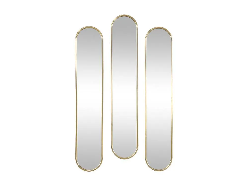 Vente-unique Set Of 3 Oval Metal Mirrors - L23 X H120 Cm - Gold - JAYLEN 2