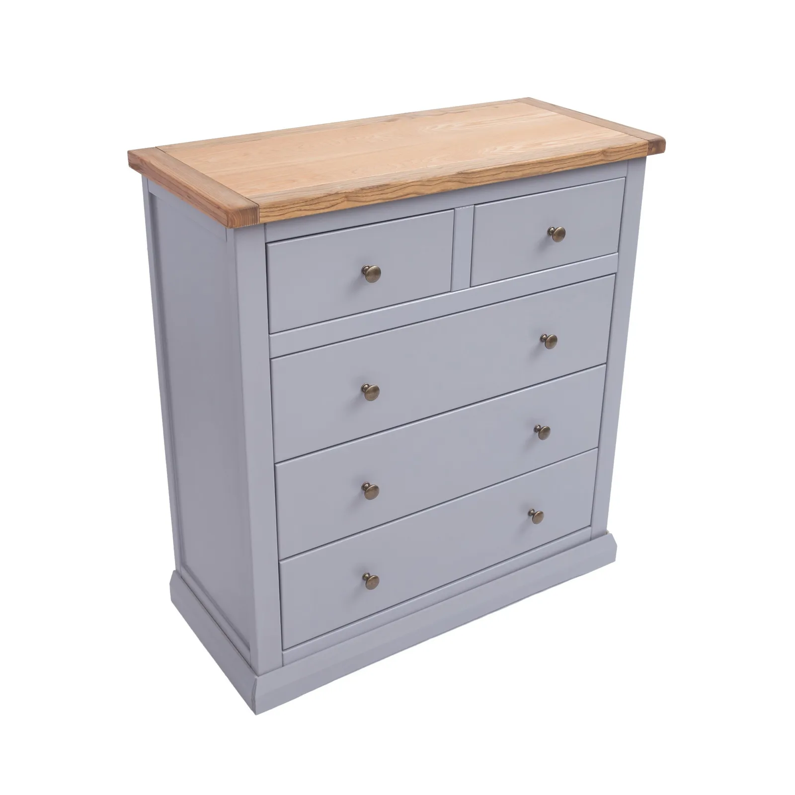 Cabinet Bits Rocca 5 Drawer Chest of Drawers Brass Knob in Grey 3