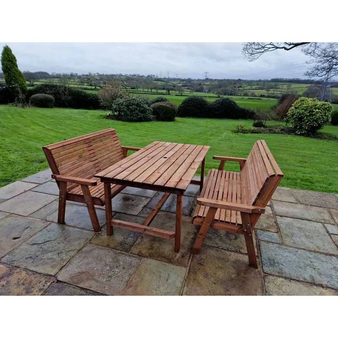 Churnet Valley Garden Furniture Ltd Valley 6 Seat Set 2X3B Table - Timber - Minimal Assembly Required in Brown 4