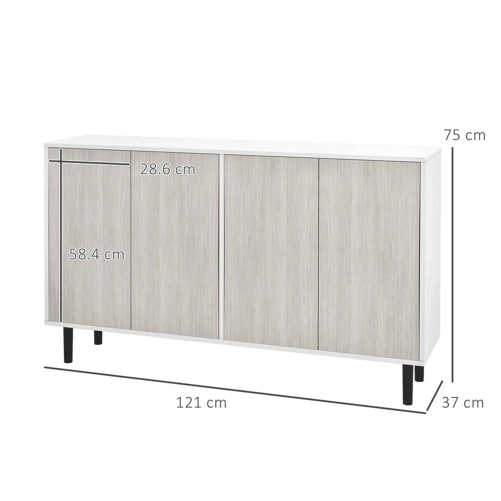 HOMCOM Sideboard Storage Cabinet for Living Room with Adjustable Shelves in White 3
